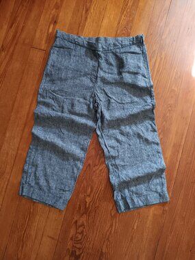J Jill Love Linen Wide Leg Cropped Linen Pants Resort Coastal Grandma Minimalist